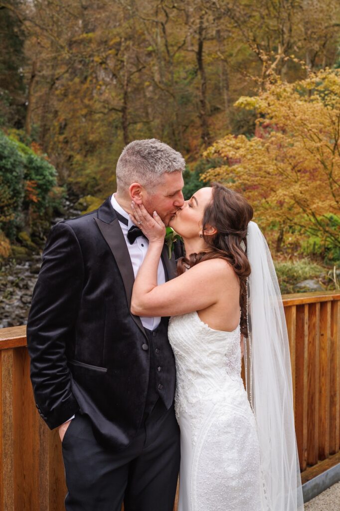 Lodore Falls Wedding Photography couple under waterfall