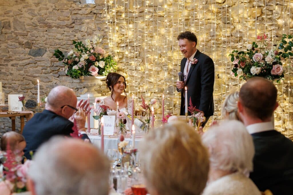 Holesfoot Wedding speeches in the barn